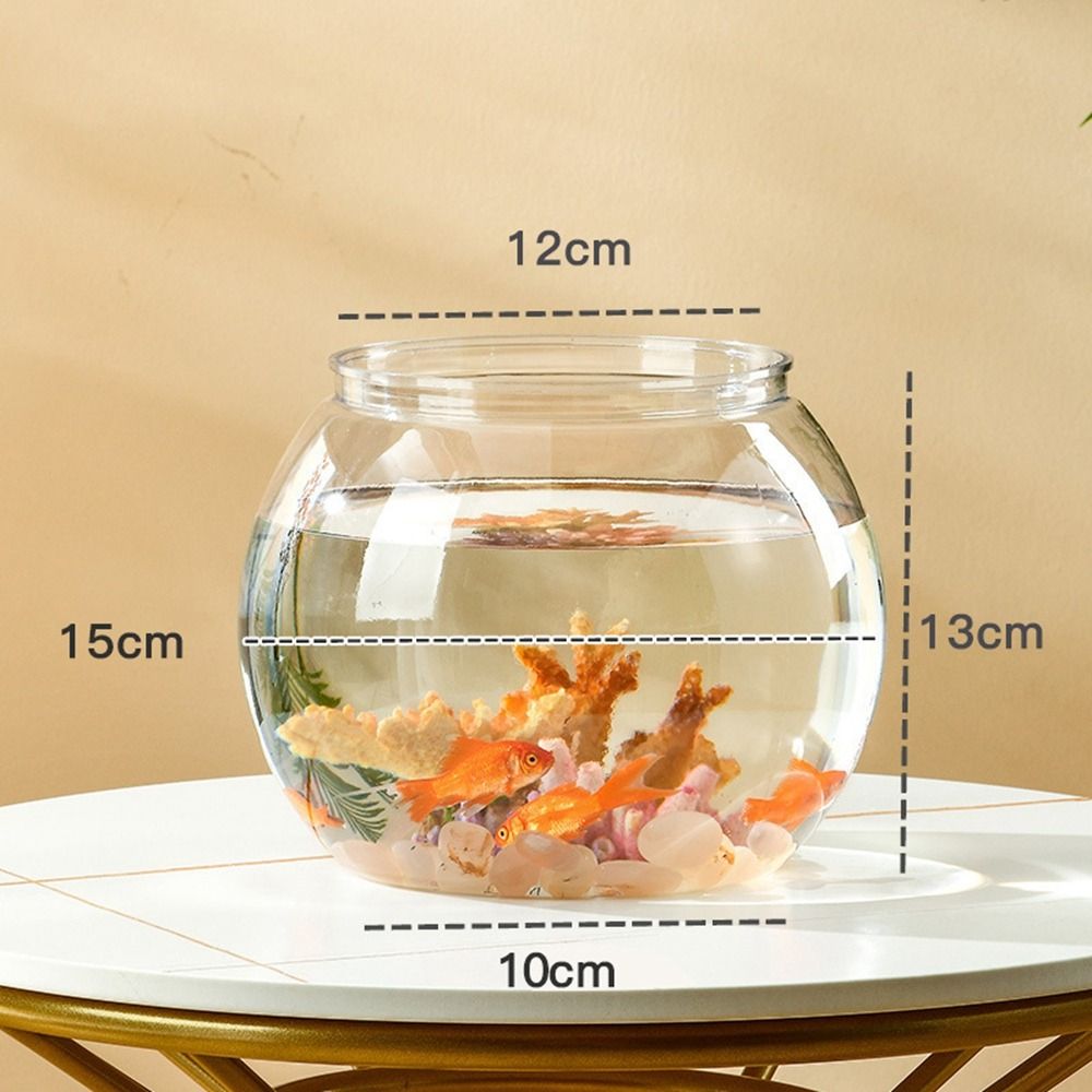 Marine Aquarium Live - ホームデコレーション クリア透明丸型水槽 プラスチック製小型魚鉢 クリエイティブで軽やかな高級感 デスクトップ水槽 リビングルーム用
