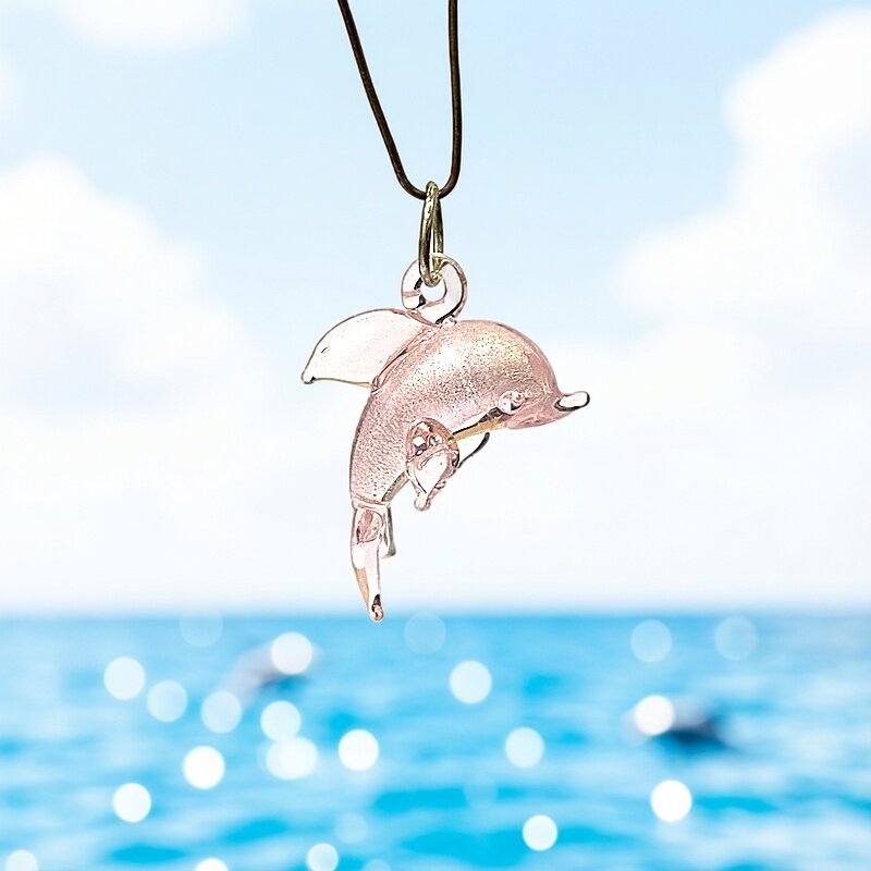 Marine Aquarium Europe - 2個セット ミニ可愛いムラーノガラスイルカペンダント 銀箔海の生き物ペンダント 手作りクラフト DIYアクセサリー材料 ジュエリー自作部品