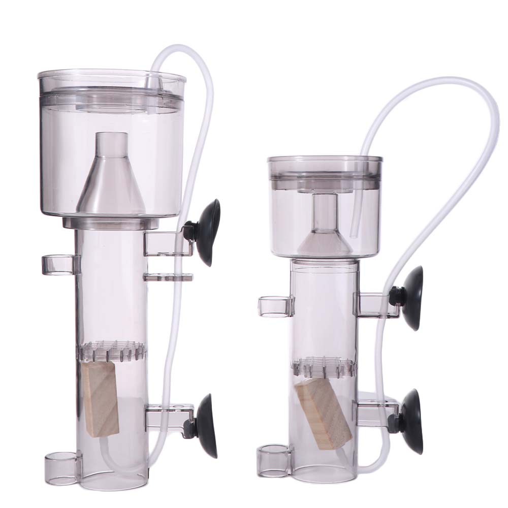 Protein Skimmer Hang On - 吸盤式水槽プロテインスキマー プラスチック製 木製エアストーン付き 空気圧式フィルター 壁掛け式 空気圧式プロテインセパレーター