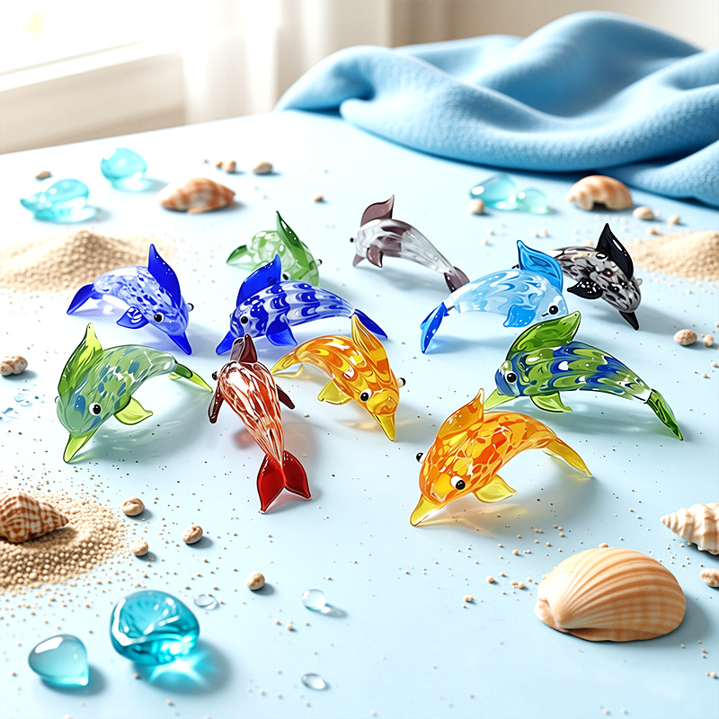 手作りミニガラスイルカの置物 カラフルで可愛い海洋動物の小さ - Marine Aquarium Europe のレビューと価格