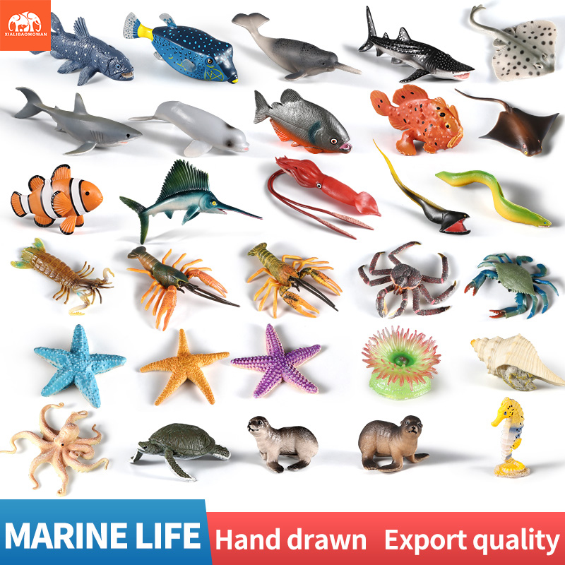 海洋生物動物アクションフィギュアセット - イルカ、サメ、ヒ - Marine Life Aquariums のレビューと価格